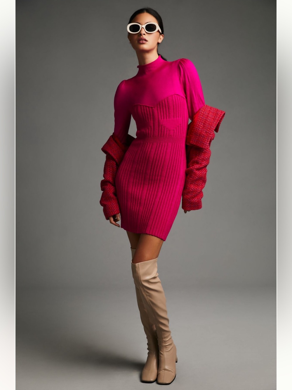By Anthropologie Turtleneck Sweater Dress Size XXS Petite Pink